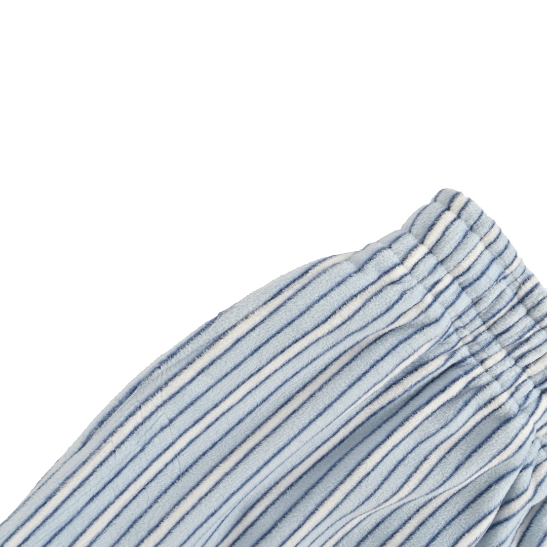 Balenciaga 24Fw blue striped plush trousers