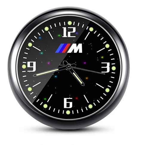 1x Luminous Diamond Quartz Analog Watch Stick On Car Clock Accessories Black