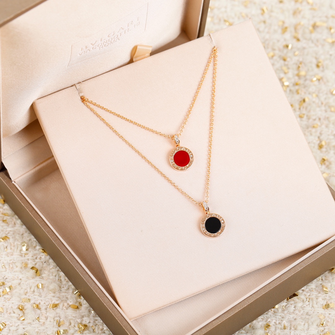 Bulgari New Black and White Agate Necklace