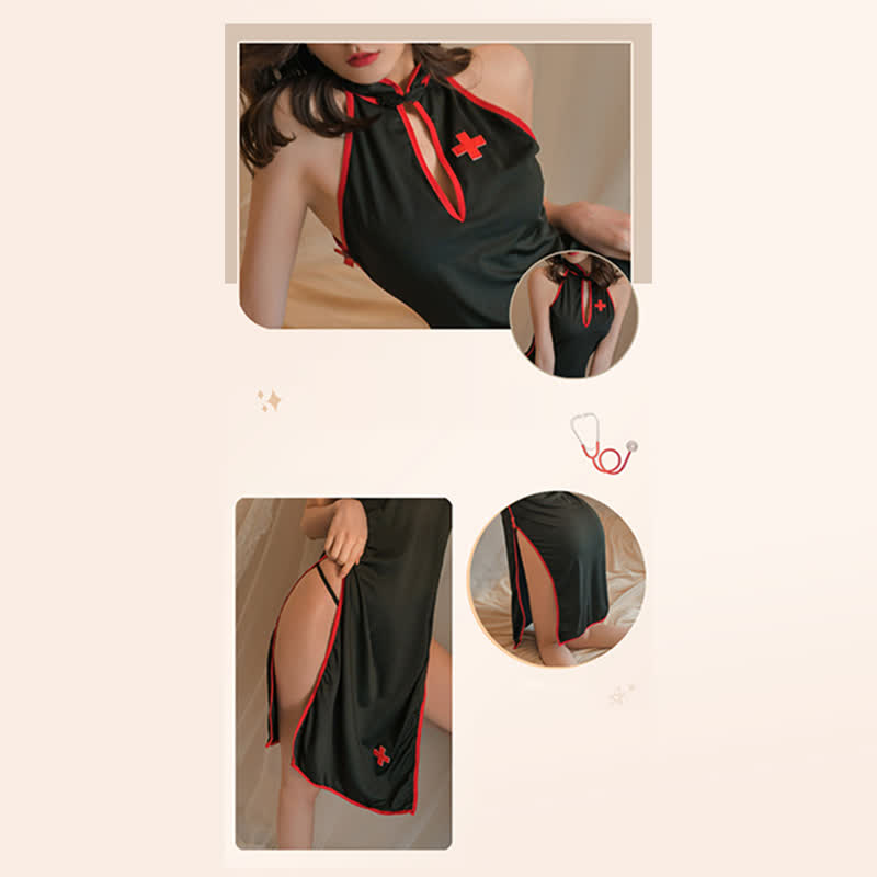 Cosplay Nurse High Split Cheongsam Lingerie Dress