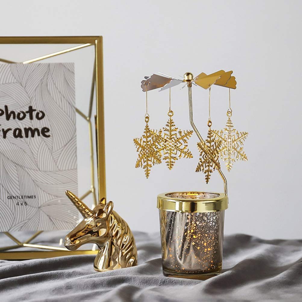 🔥ON SALE🔥2Pcs Rotating Christmas Snowflake Candle Holder