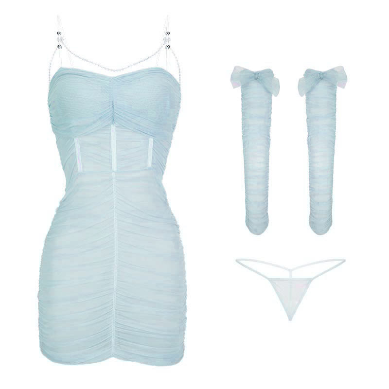 Sexy See-through With Breast Pads Lingerie Slip Dress