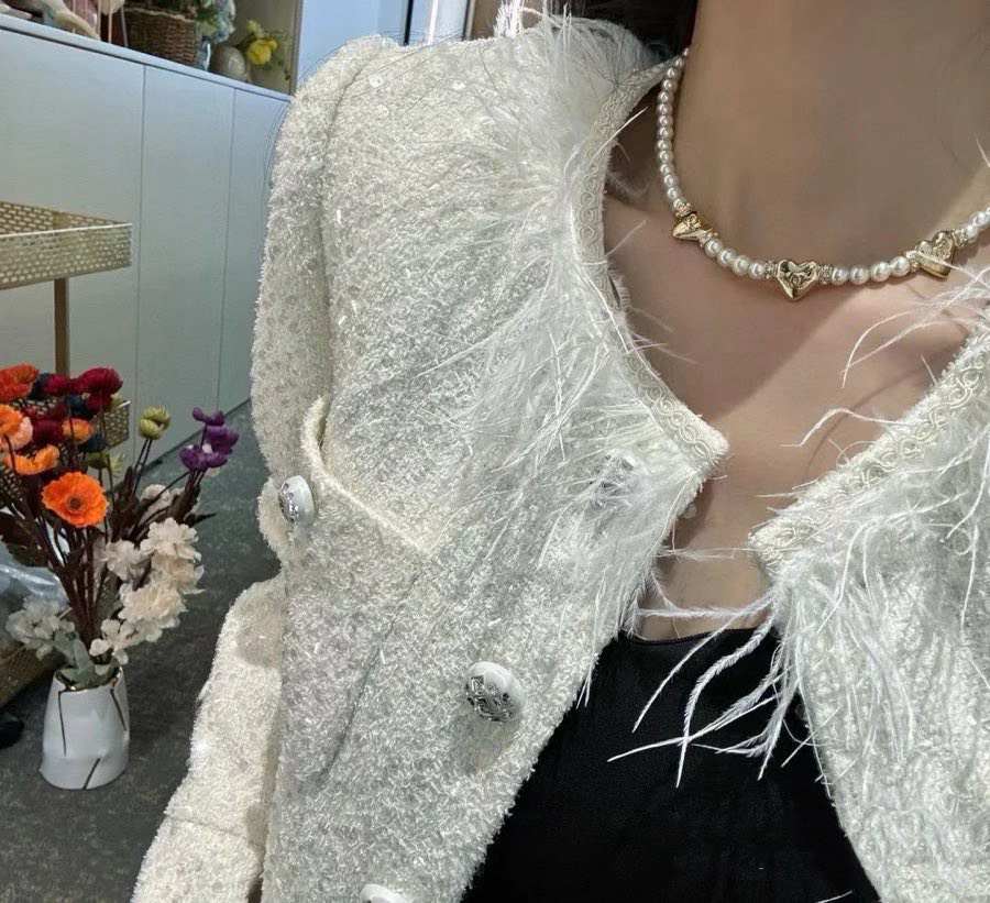 CHAN 24 pearl heart choker necklace