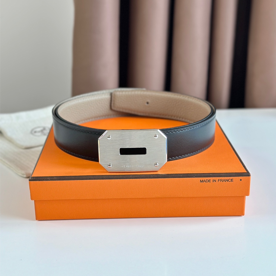 Hermès new double-faced calfskin belt width 3.2CM