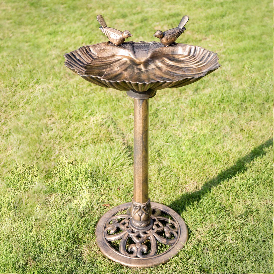 🔥FREE SHIPPING - 28 Inch Polyresin Lightweight Outdoor Double Birds Garden Bird Bath