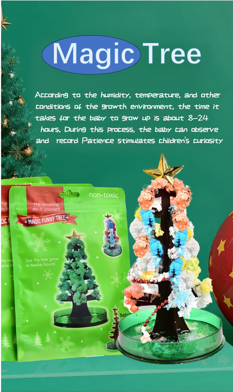 Science experiment Christmas tree magical watering grow Creative magic Crystal tree diy handmade toy paper tree blossom