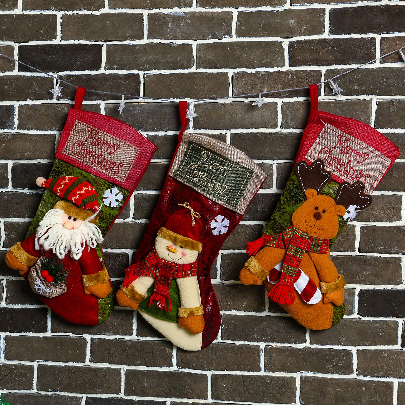 💥ON SALE💥Classic Large Christmas Stockings with Santa, Snowman & Reindeer🎅