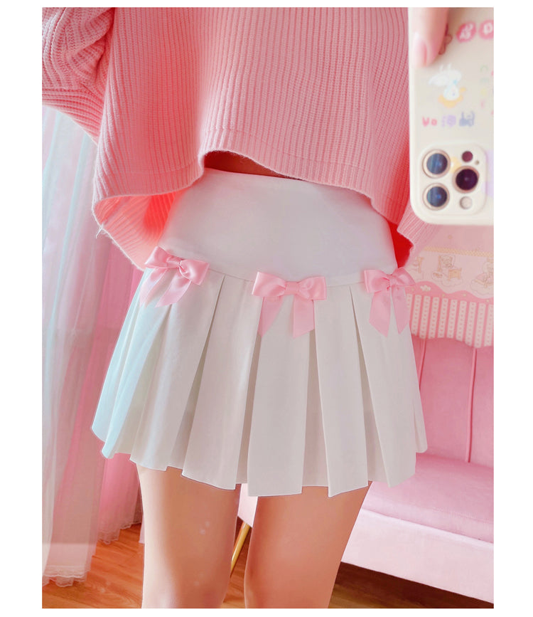 Kawaii Bow Pleated Mini Skort