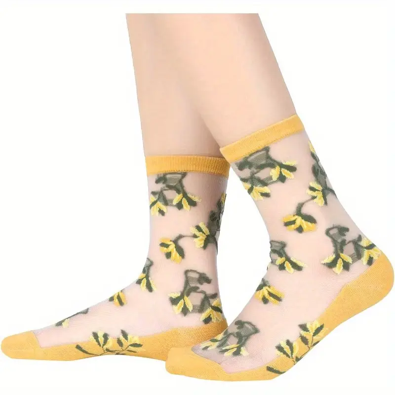 ( Last Day Promotions-50% OFF) 5pairs/Set Floral Embroidery Lace Ankle Socks--Size Fit ALL Ldies and Girls