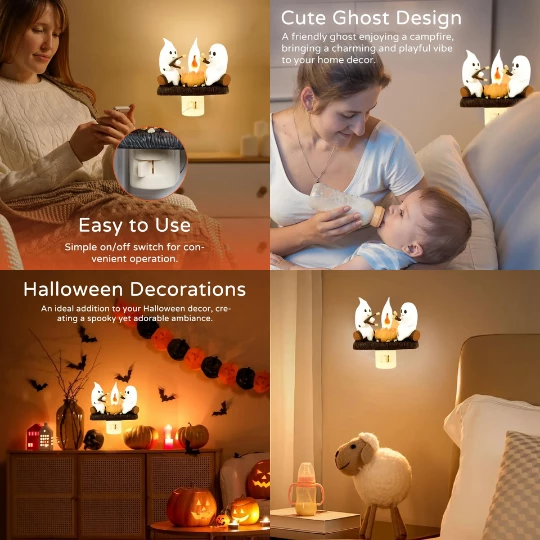 💥Daily Sales of 1000+🎄2024 Christmas Campfire Flickering Nightlight✨🎅& Ghost Nightlight 👻