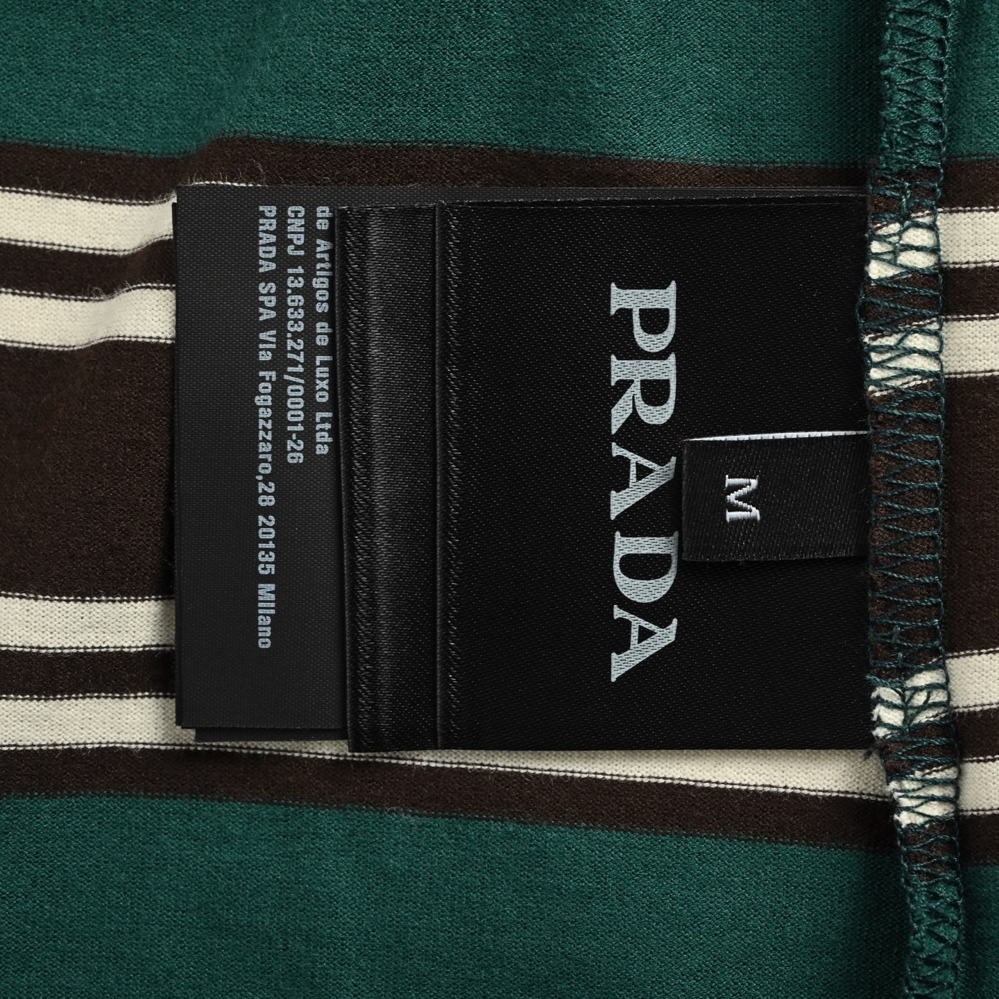 Prada 25ss red and green striped Polo short sleeve