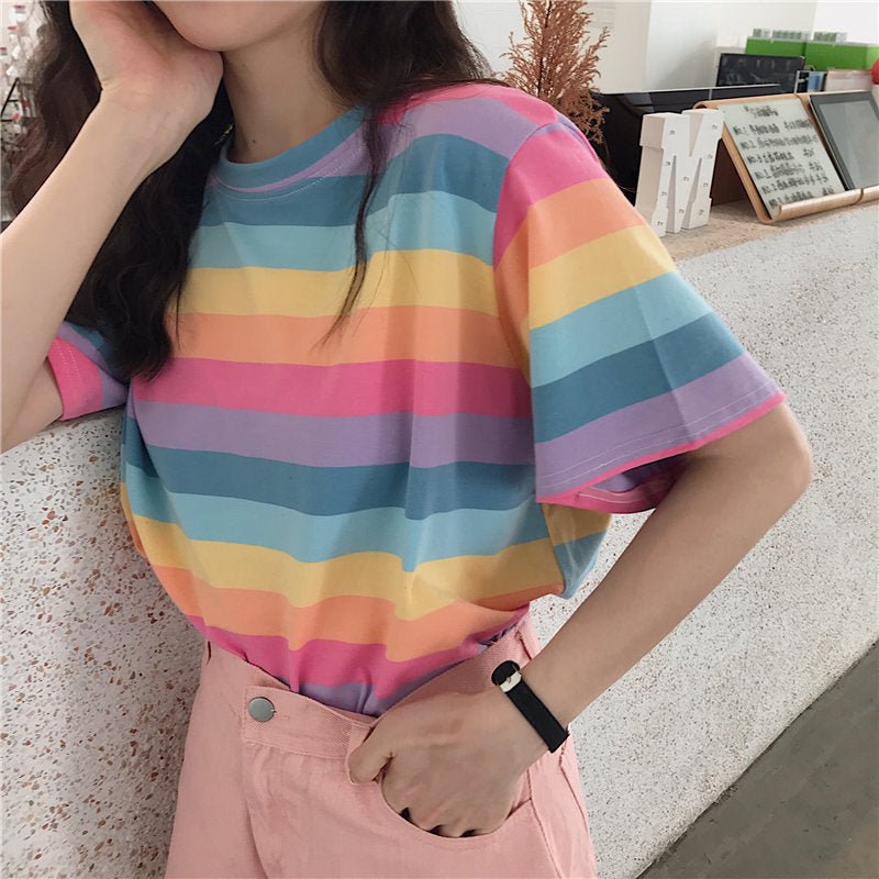 Cute Pastel Rainbow Striped Shirt