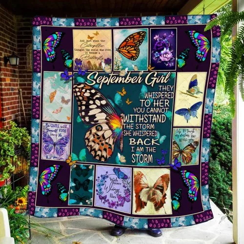 September Girl I Am The Storm Butterfly Quilt Blanket