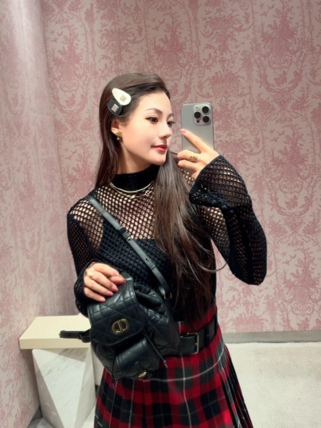 Dior calfskin hair clip