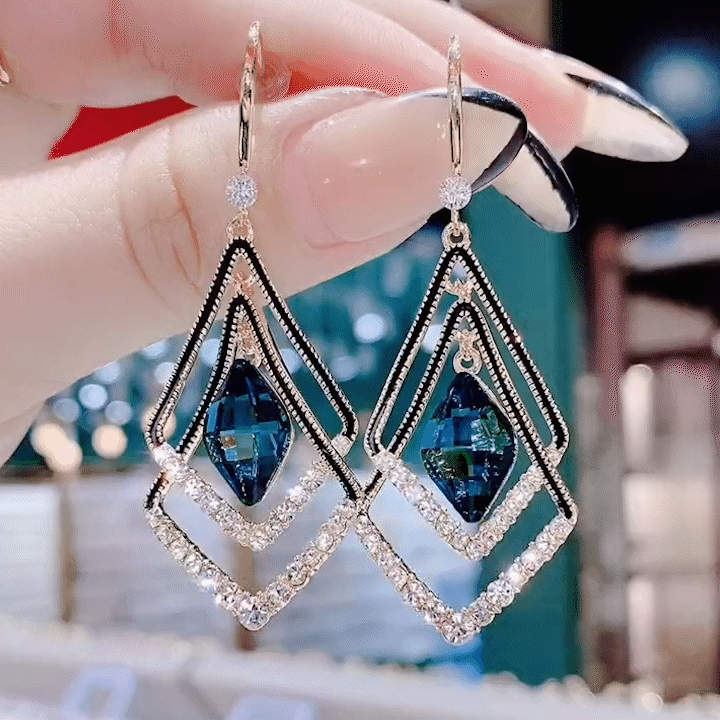 🔥New Year Promotion 48% OFF-Rhombus Sapphire Earrings-(2 pairs /1 pack)Buy 2 Packs Save $4 & Free Shipping