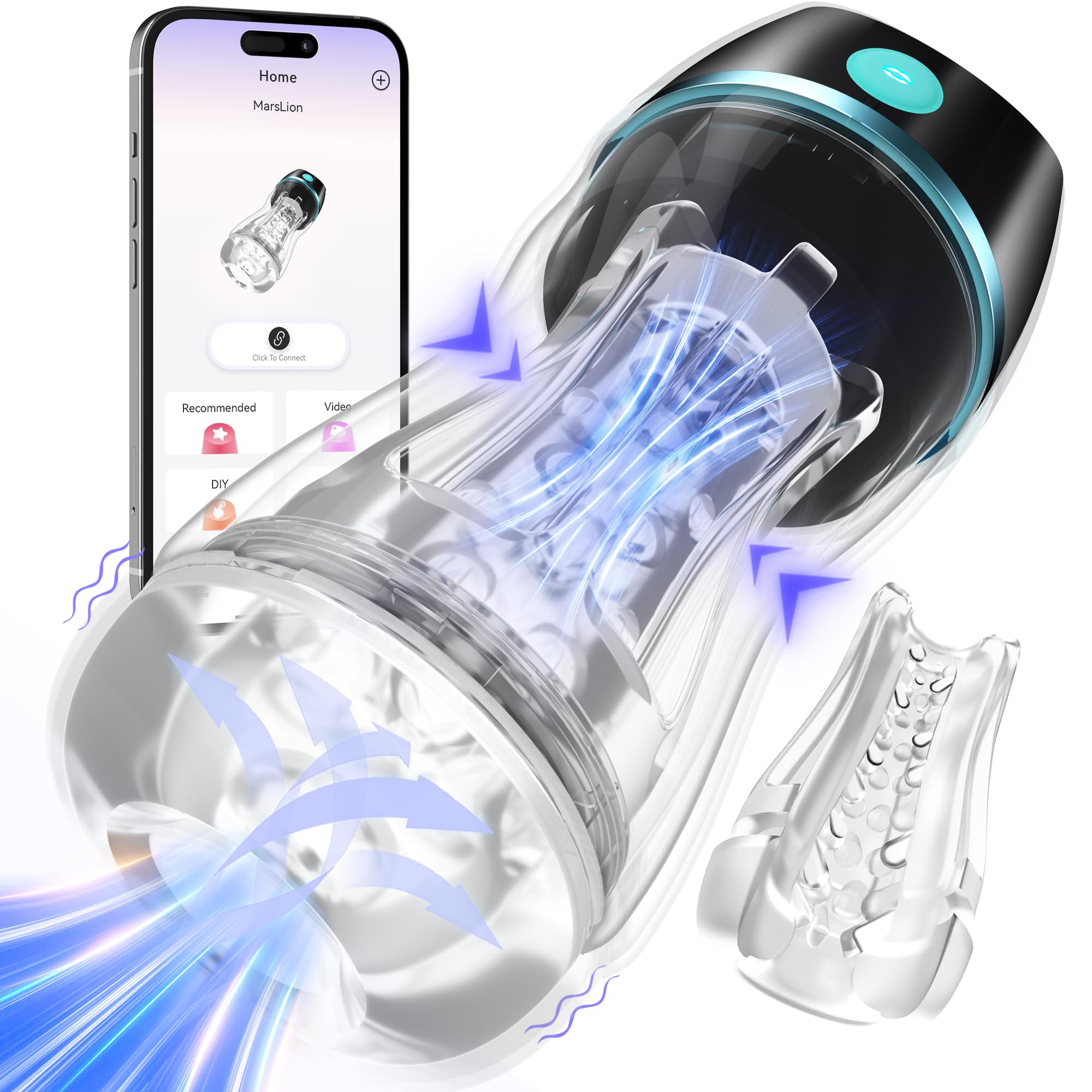EINSEO AI Interactive Male Masturbator Sex Toys for Men - Adult Toy Male Sex Toys with 7 Thrusting & 7 Rotating Modes,Hands Free Pocket Pussy Sex Machine LCD Display with Visual Window & Mounting Base