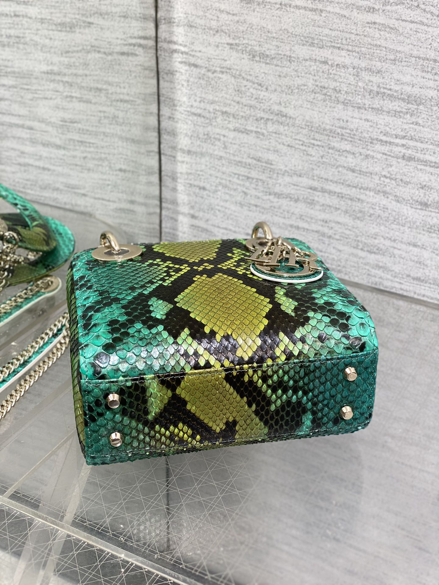Dior Lady three-grid rare snakeskin Princess Diana bag