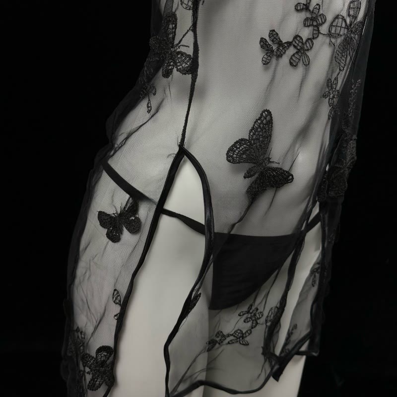Cheongsam Hollow Out See-through Lingerie Dress