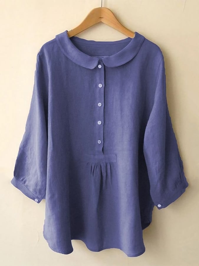 Women's Solid Color Lapel Loose Casual Shirt