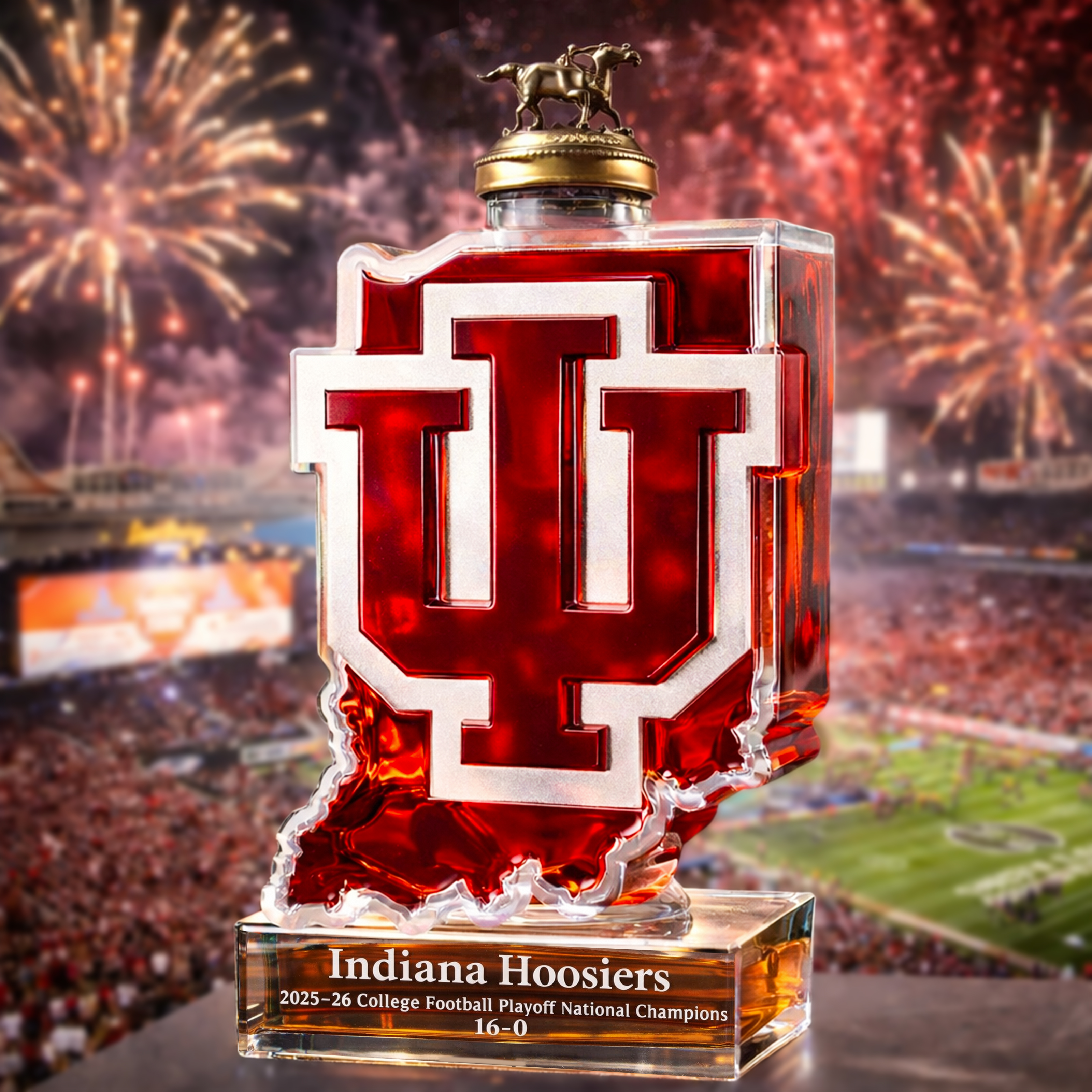 👑🥃 Indiana Hoosiers – 2025–26 CFP National Champions Whiskey Bottle