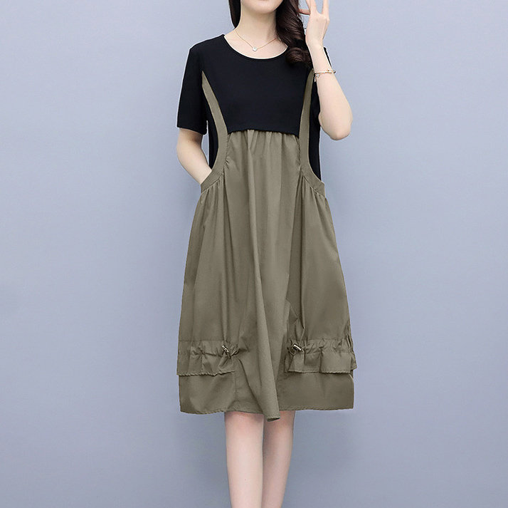 Khaki Waist-length a-line straps show thin dress