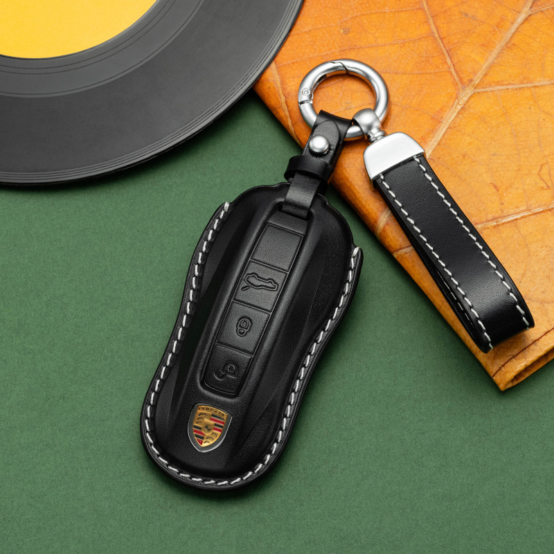 Buttons Genuine Leather Car Key
