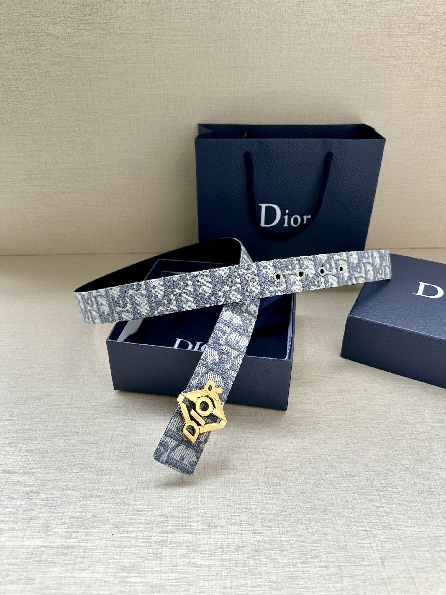Dior square buckle leather belt 3.5CM wide