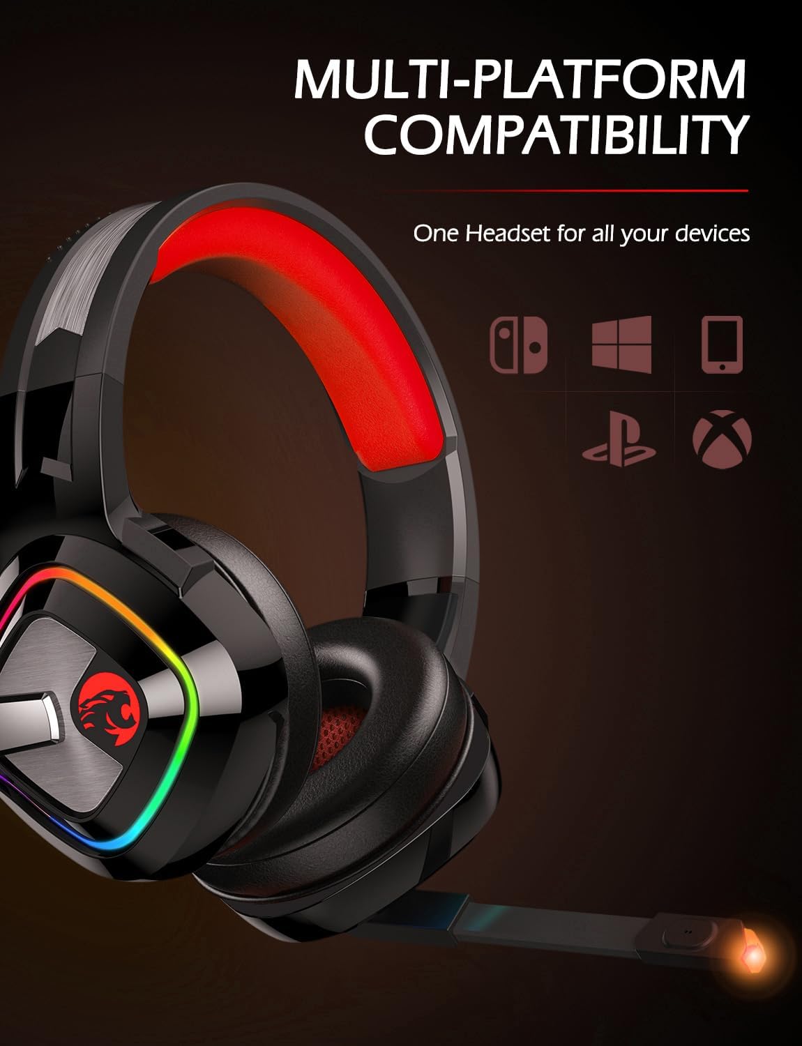 ZIUMIER Z66 Gaming Headset, Wired, Over-Ear, Noise Cancelling Mic, RGB Light, Stereo Surround Sound, Compatible with PS4, PS5, Xbox One, Laptop (Green)