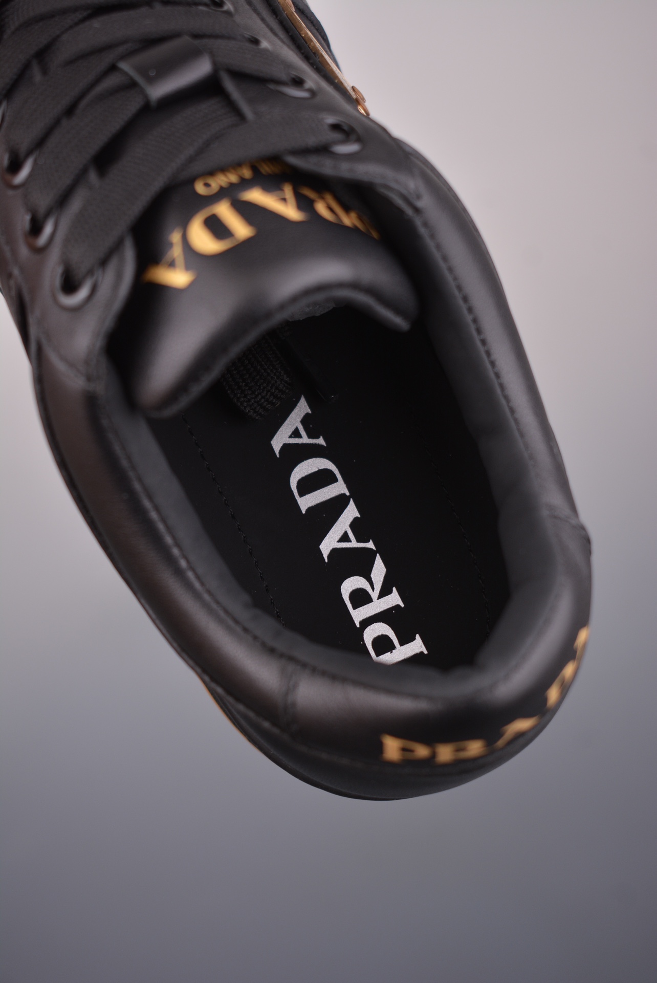 Prada Downtown Low Sneakers Black Gold Label