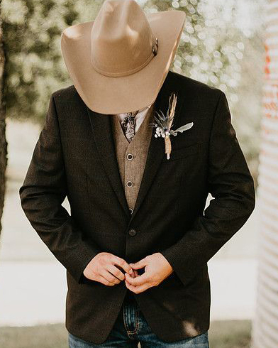 Men's Western Casual Long Sleeve Black Plaid Print Jacket Blazer