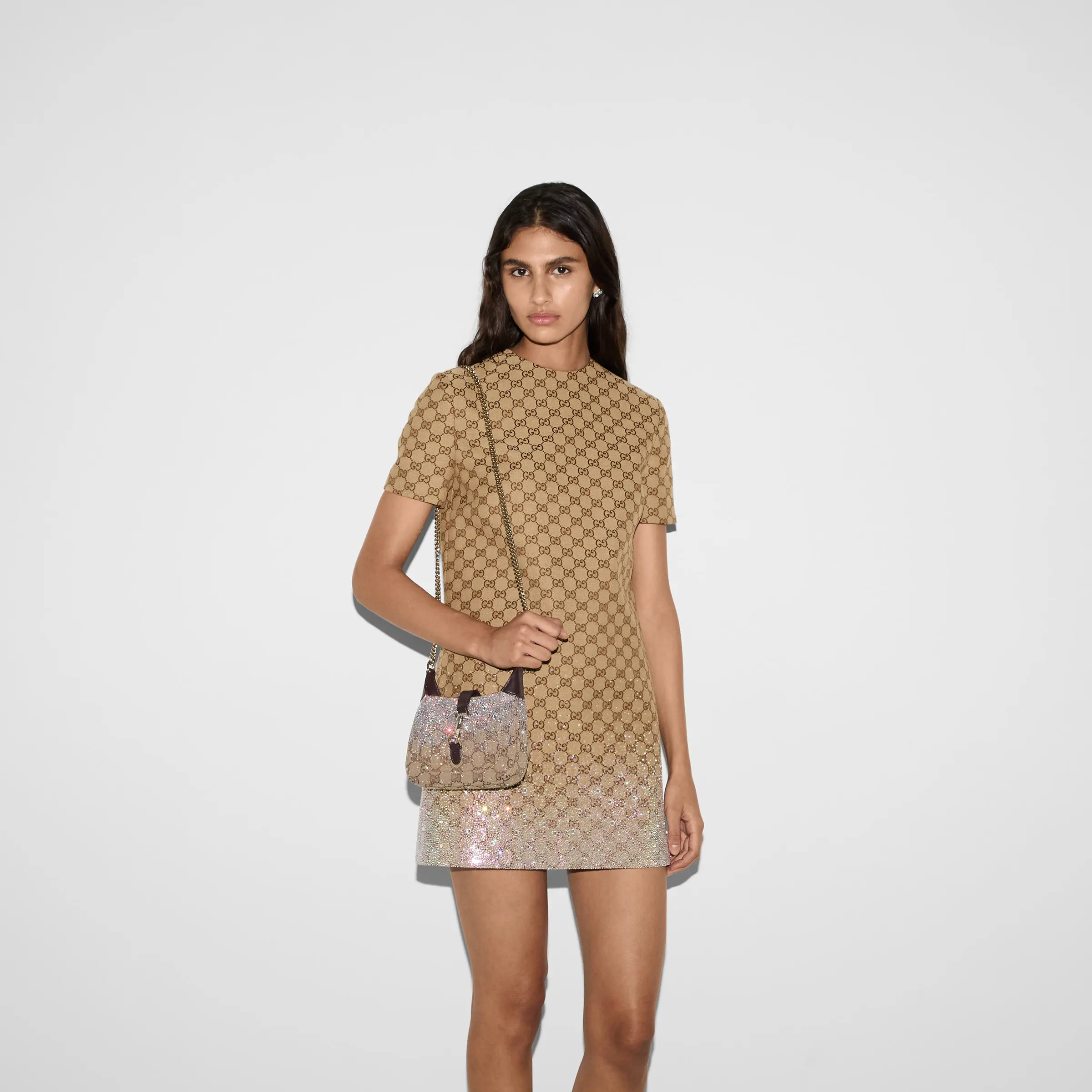Gucci Jackie Notte series mini handbag brown diamond