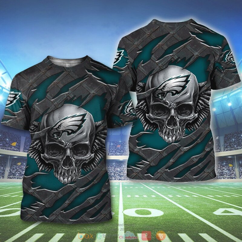 PHILADELPHIA EAGLES WINGS SKULL 3D HOODIE
