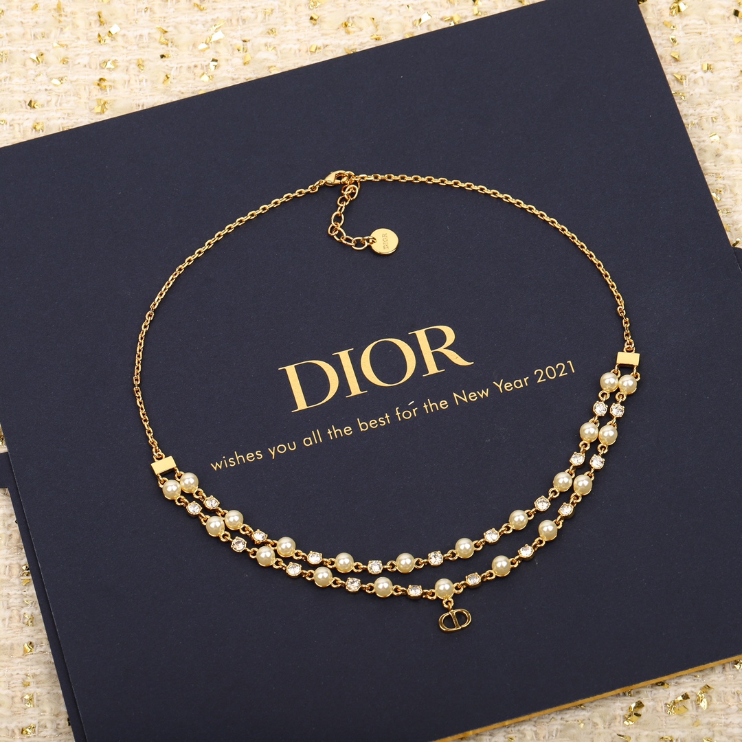 Dior Double Pearl and Diamond Necklace
