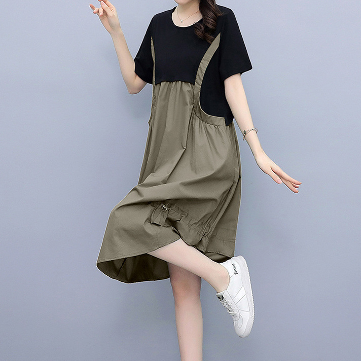 Khaki Waist-length a-line straps show thin dress