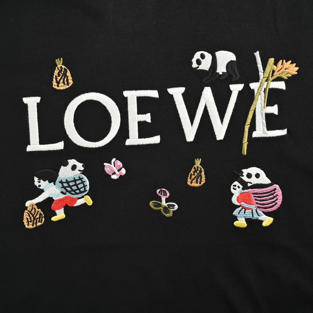 Loewe 24ss panda embroidered letter short sleeve