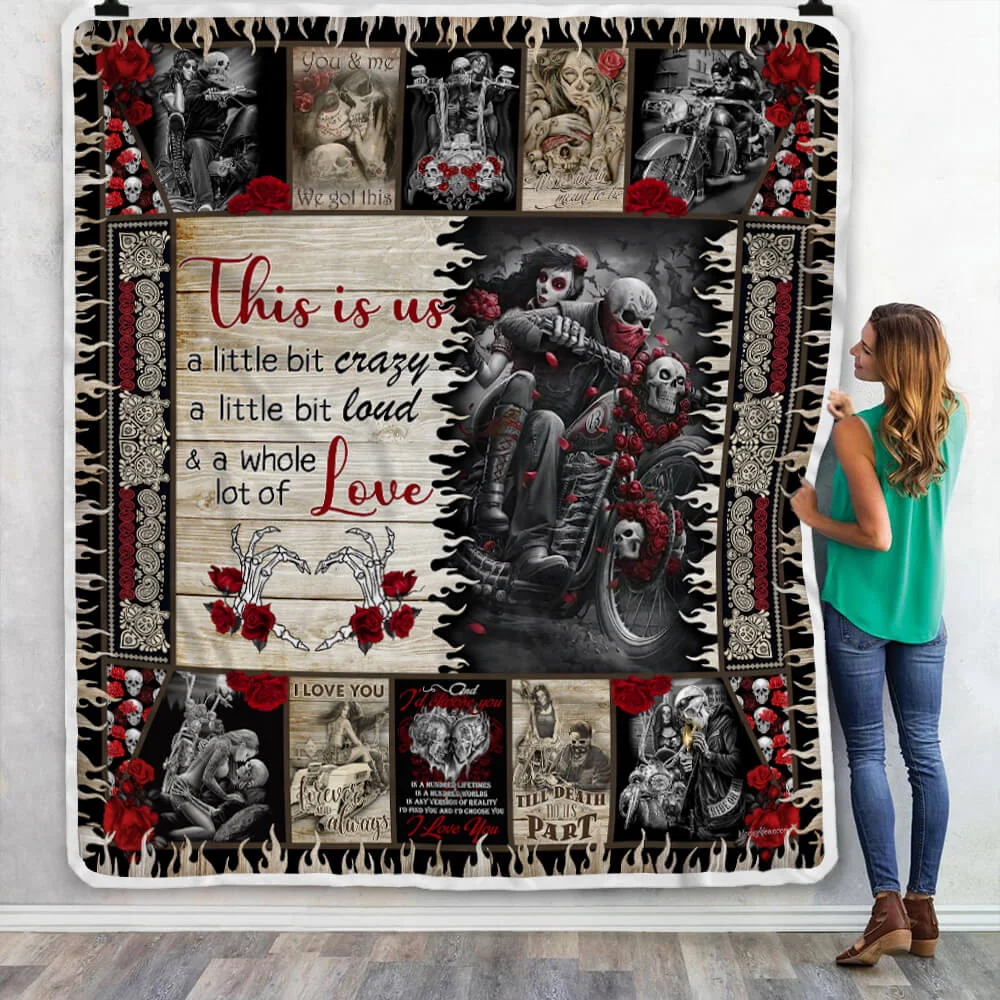 Skull Biker Couple. This Is Us Sofa Throw Blanket