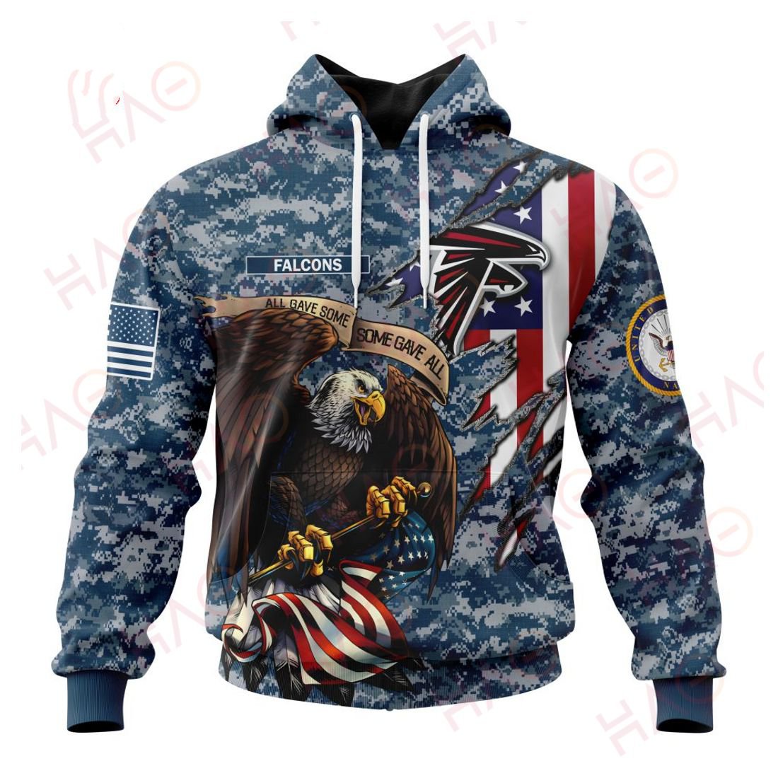 ATLANTA FALCONS 3D HOODIE US NAVY VETERANS