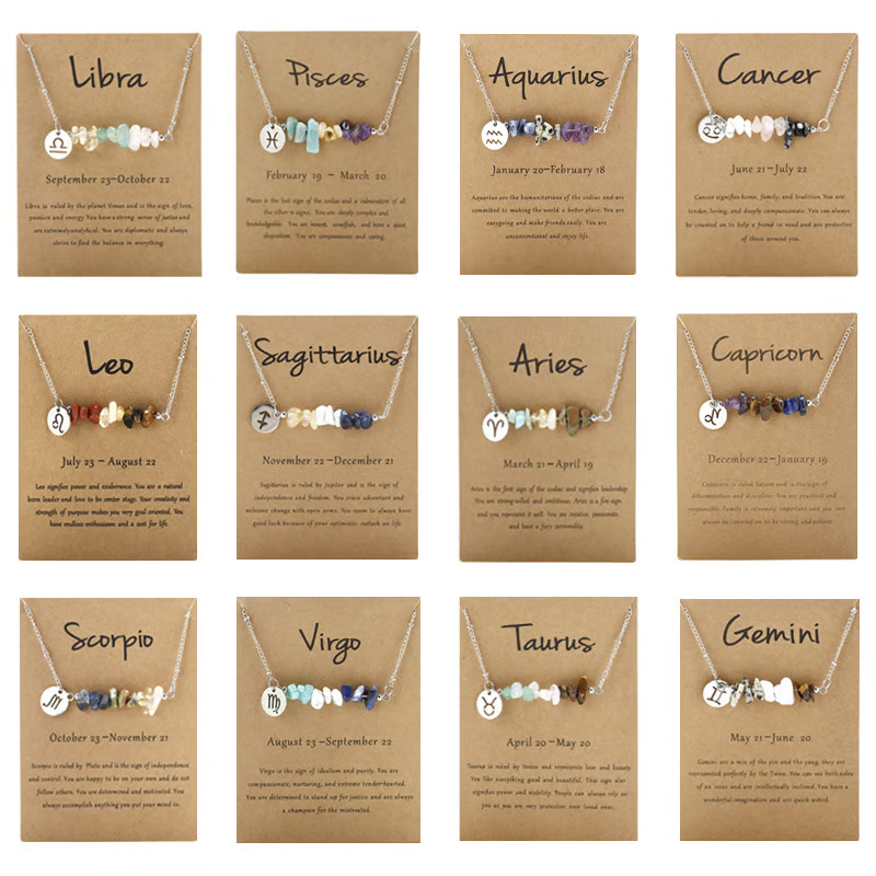 Last Day 50%OFF- Handmade Natural Stone Zodiac Sign Necklace