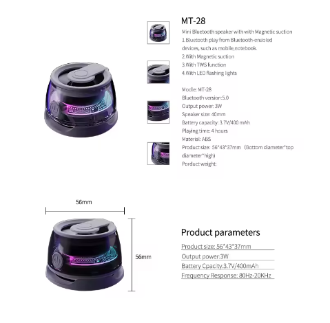 Magnetic Portable Bluetooth Speaker
