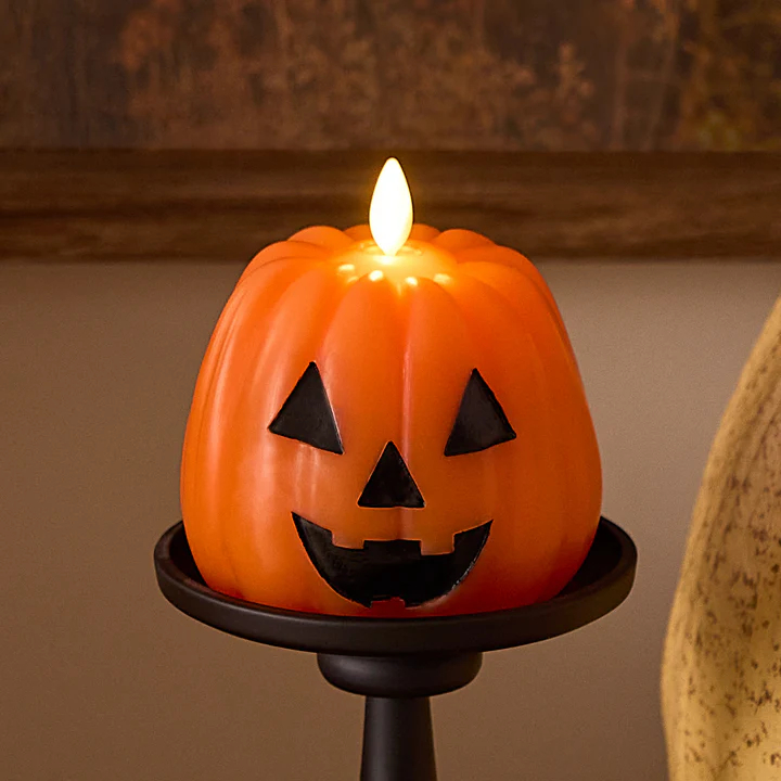 💥ON SALE💥-👻🎃 Swaying‑Flame Ghost & Pumpkin LED Candles, Safe,Zero Mess✨