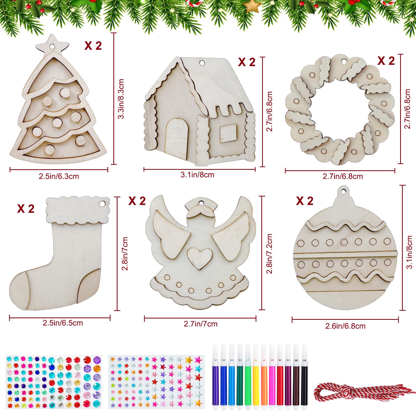 🎄DIY Unfinished Wood Hanging Ornaments💖