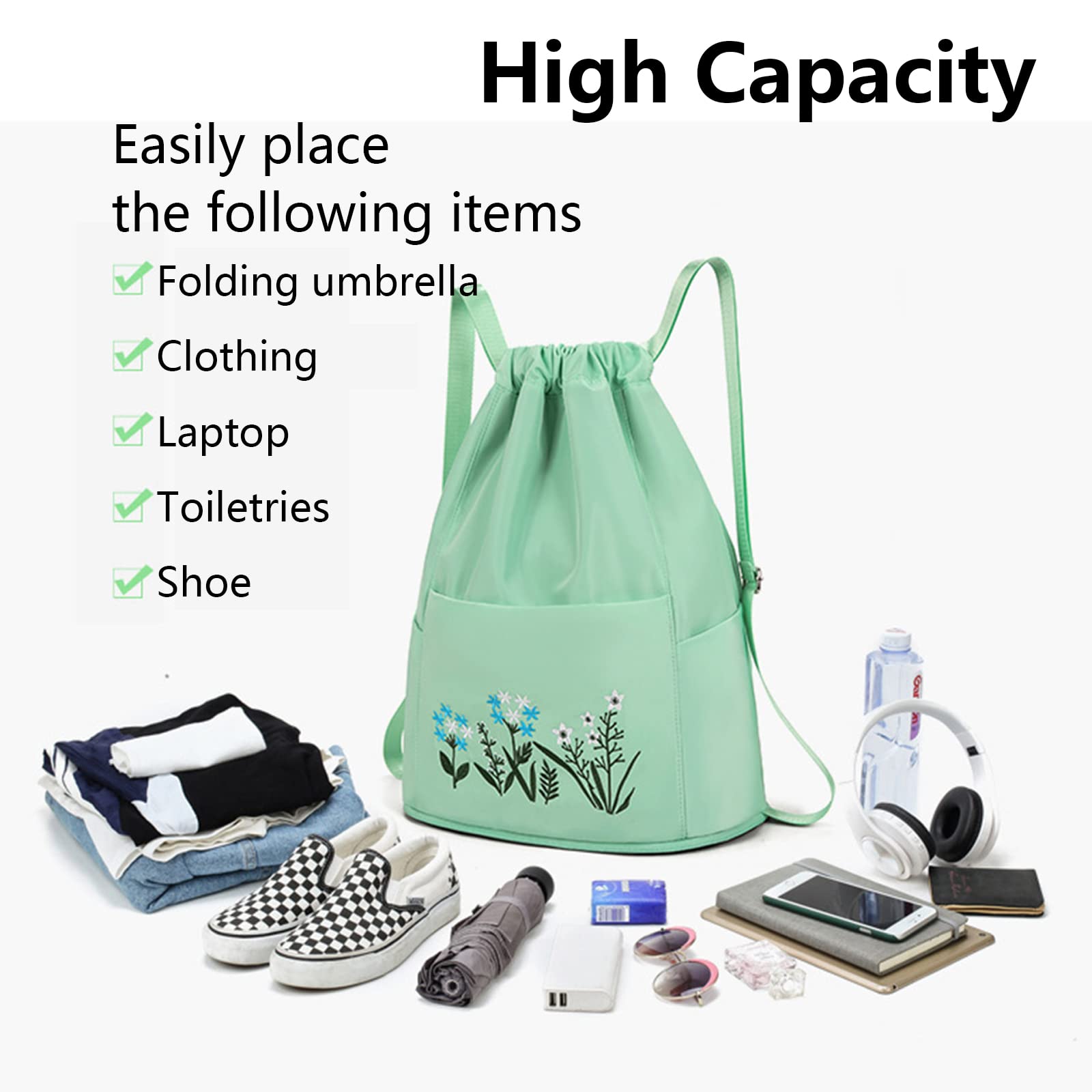 🔥Last Day-[SAVE 50% OFF]--Drawstring Foldable Embroidery Design Large Capacity Dry-wet Separation Travel Backpack-BUY 2 GET 10% OFF & FREE SHIPPING