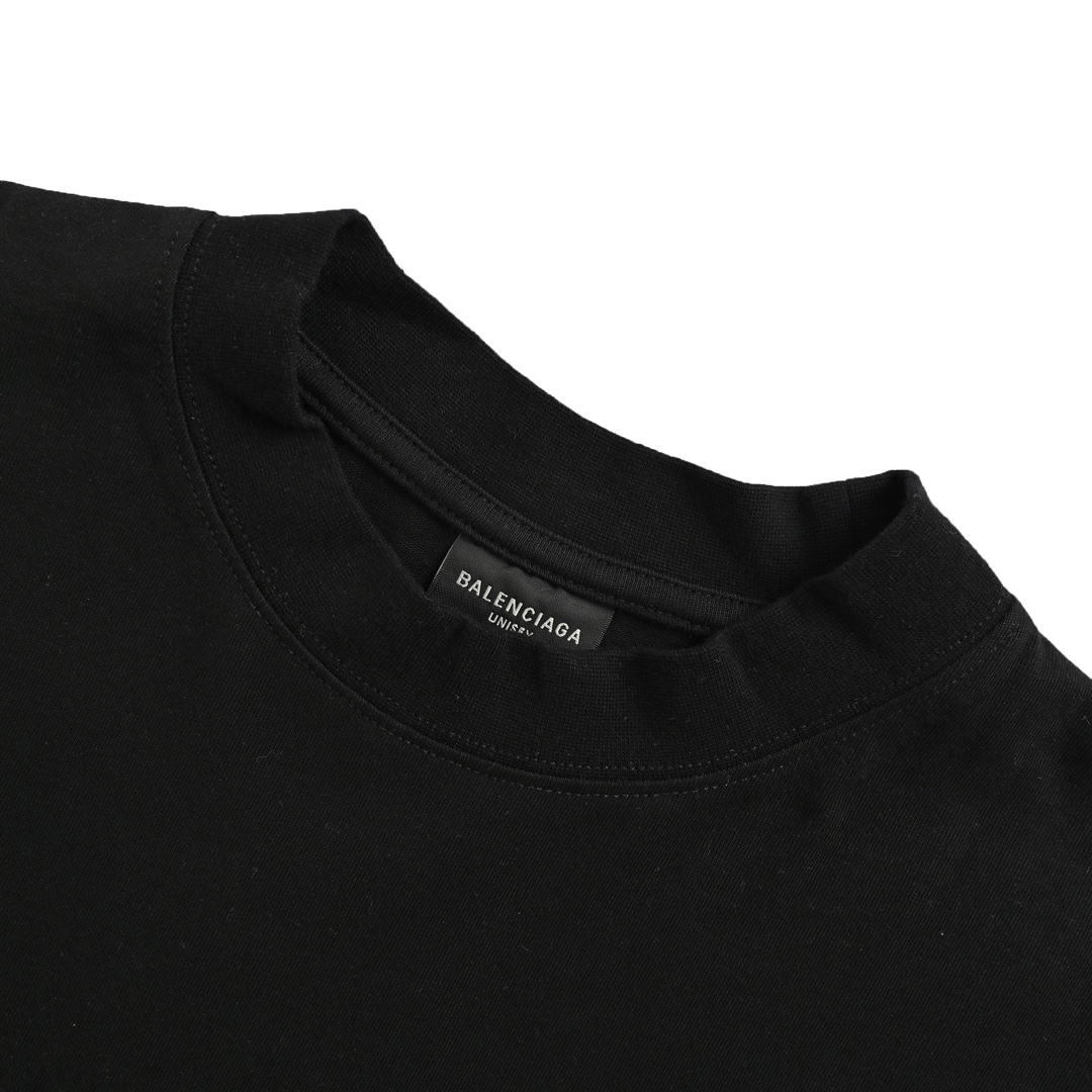 Balenciaga 24ss embroidered double B destroyed tassel short sleeves