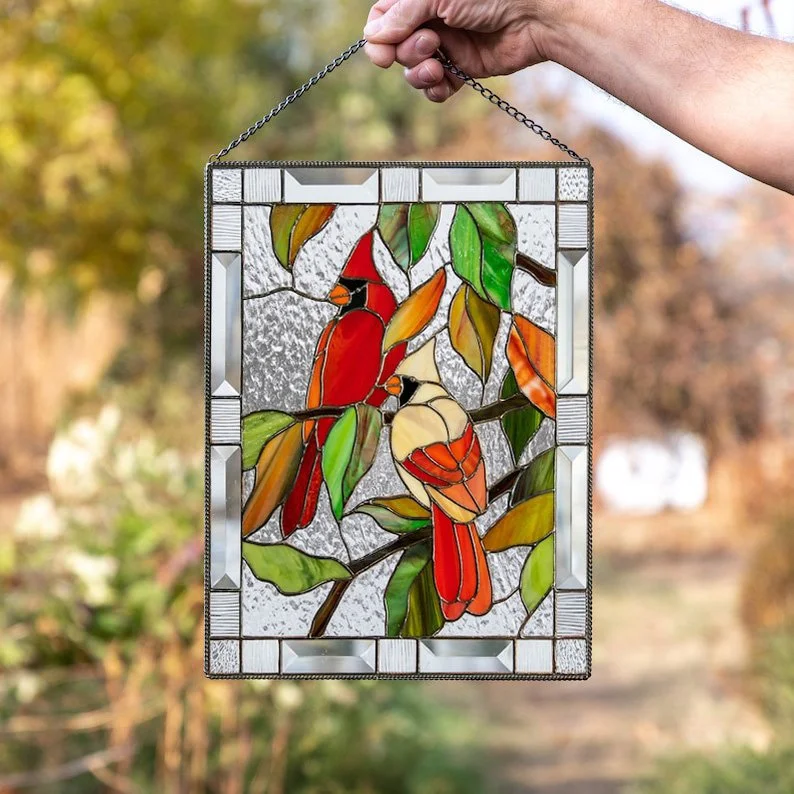 ⏰Last Day Promotion - 50% OFF⏰ Cardinal Stained Glass Window Panel🦜🦜 - Buy 2 Get 10% Off & Free Shipping