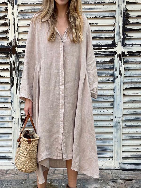 Women's Fashion Loose Cotton and Linen Dress