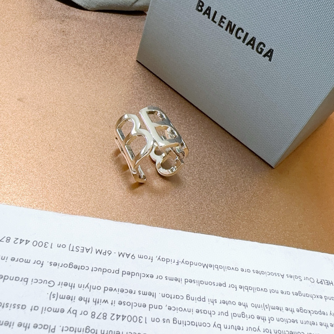 Balenciaga Hollow Silver Ring