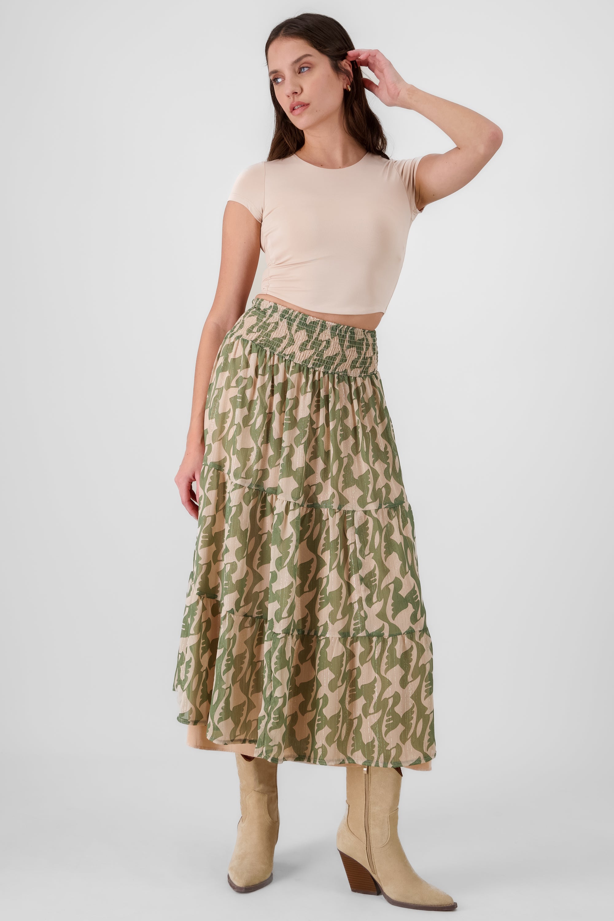 Smock Detail Maxi Skirt
