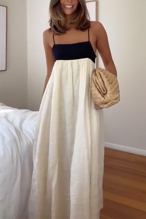 Heididress Backless Color Block Splice Swing Maxi Cami Dress