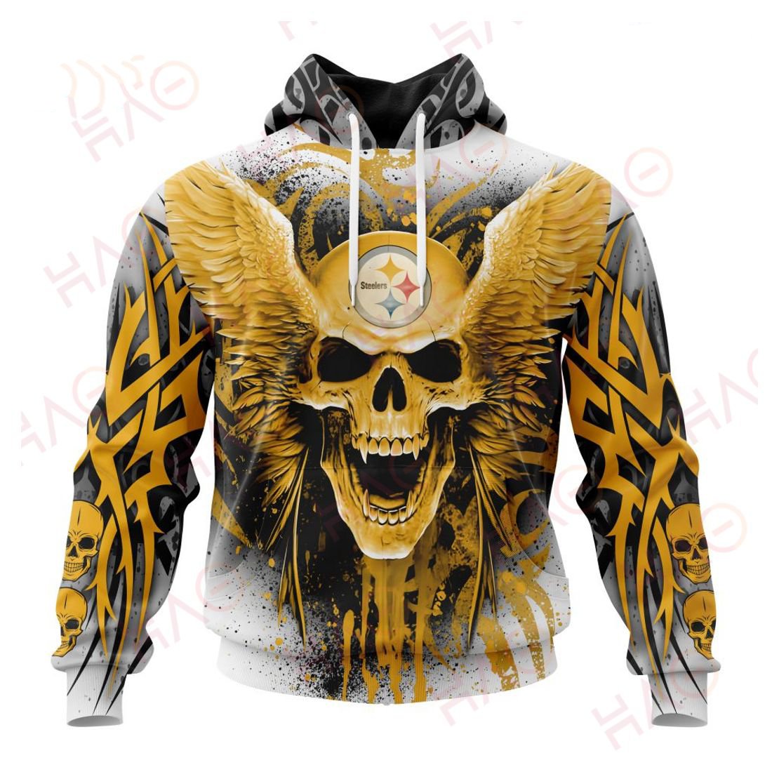 PITTSBURGH STEELERS 3D HOODIE SKULL ART