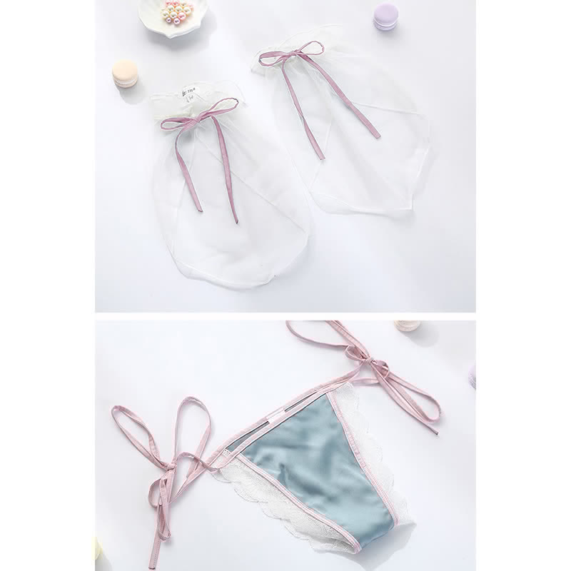 Vintage Hanfu Lace See Through Lingerie Set